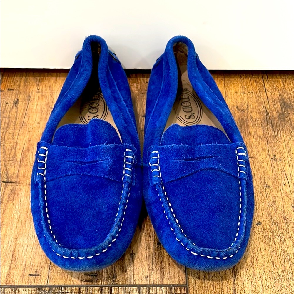 Tod's Gommino Blue Suede Loafers